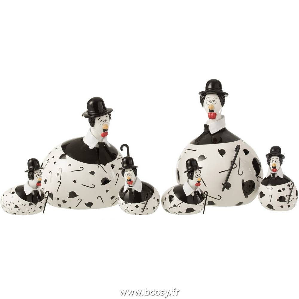 J-Line Poule Ceramique Blanc-Gris Small L10xB10xH14 Jline 11856 by Jolipa  11856 poules-coqs-poulets statuettes