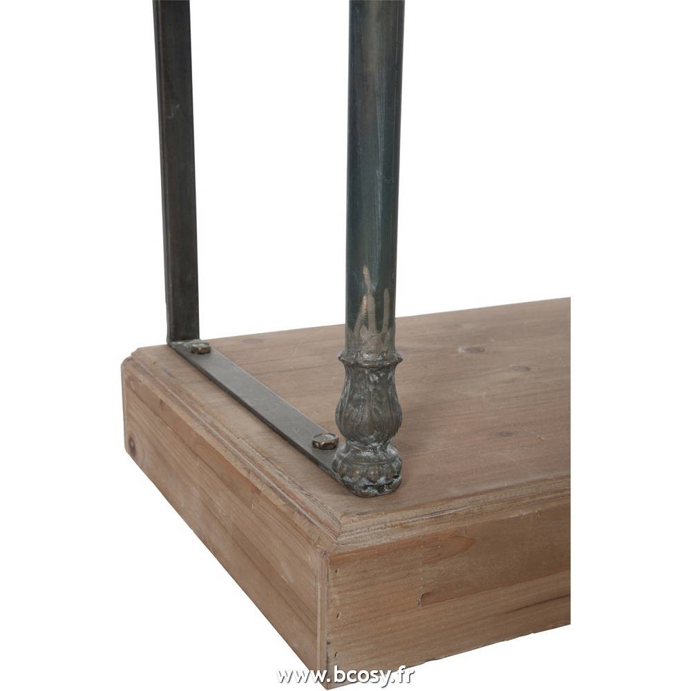 Etagère en bois avec support pipeline en métal, finition ancienne et  robinet de fermeture