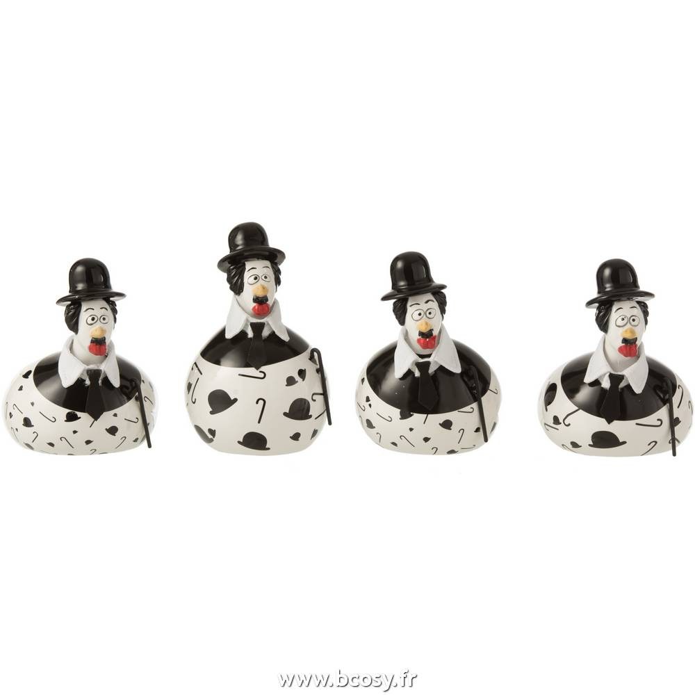 Logbuch-Verlag Lot de 4 figurines en céramique - Poules noir