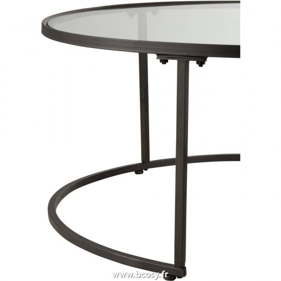 Jolipa Jline Set De 2 Tables Gigognes Rondes Metal Noir