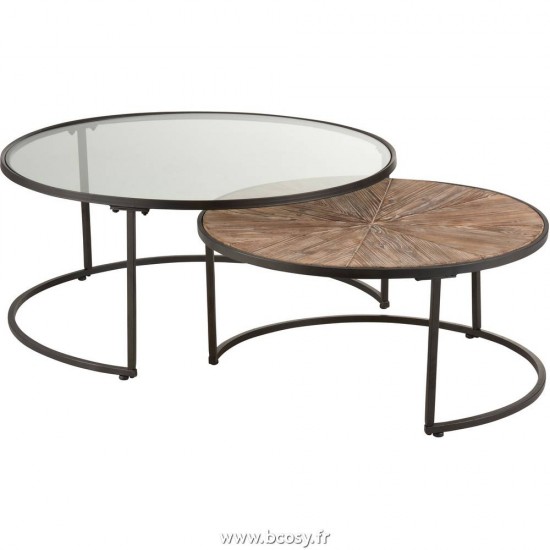J Line Set De 2 Tables Gigognes Rondes Metal Noir 91 Jline 1000 by Jolipa 1000