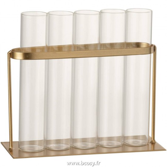 J-Line vases Jolipa J Line Jline Soliflore 5 Tubes Metal Verre Or