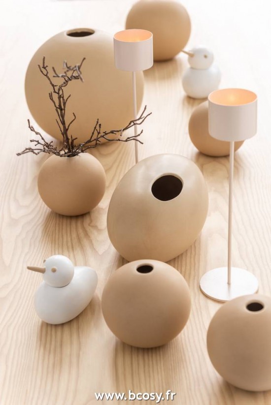 J-Line vases Vase Boule Ceramique Beige Medium