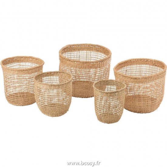J-Line paniers de rangement Jolipa J Line Jline Set De 5 Panier Oasis Zostere Naturel Clair