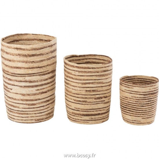 J-Line paniers de rangement Jolipa J Line Jline Set De 3 Panier Maïs Beige Marron