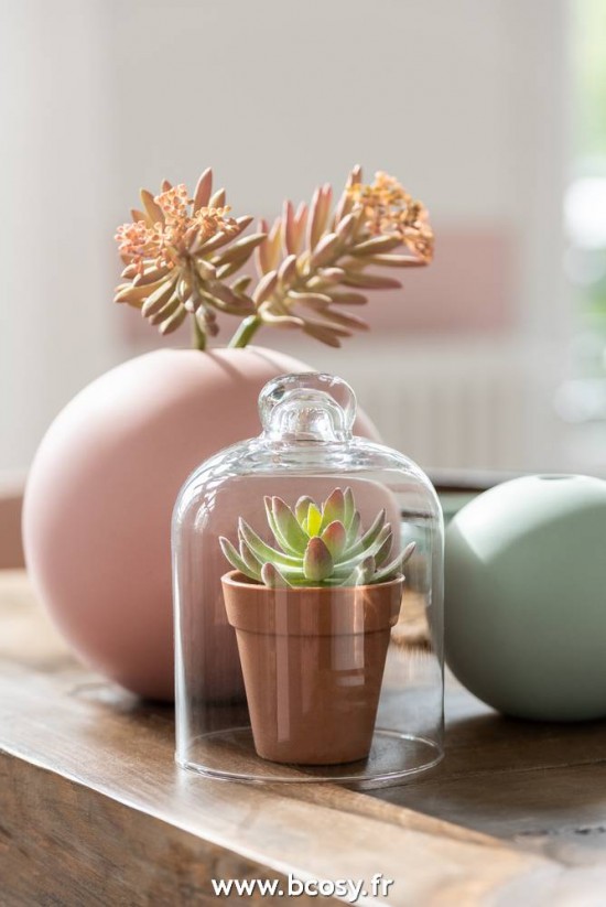 Jolipa Jline Vase Boule Ceramique Rose Pastel Large