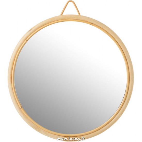J-Line miroirs Jolipa J Line Jline Miroir Rond Bois Rotin Naturel