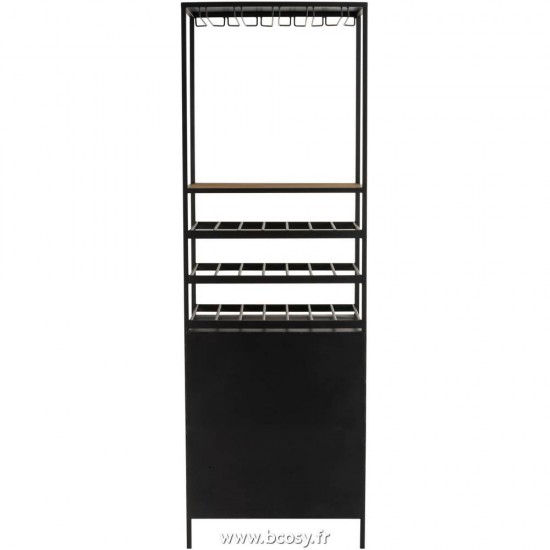 Jolipa Jline Armoire Pour Bouteilles Verres A Vin Metal Bois Naturel