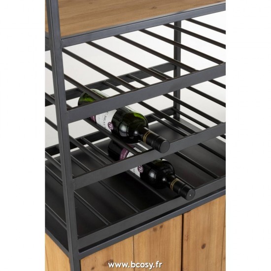 J-Line buffets armoires à vin Armoire Pour Bouteilles Verres A Vin Metal Bois Naturel