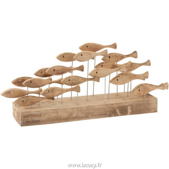J-Line J Line poissons sur base statuettes Jolipa Poissons 19 Sur Pied Bois D Albasia Naturel Clair.
