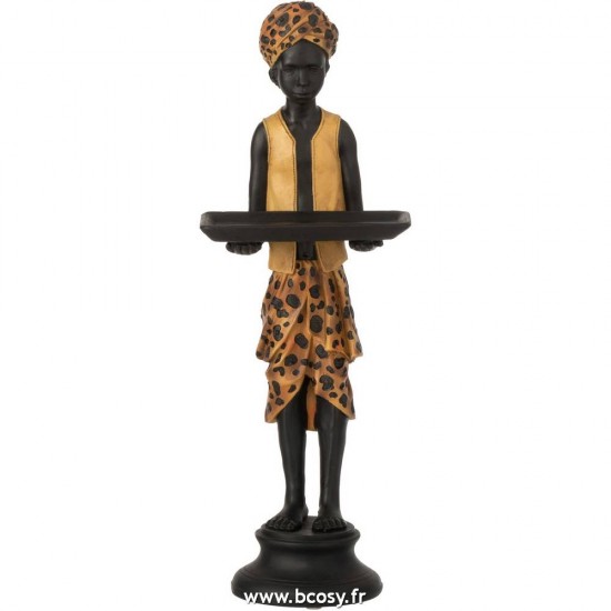 J-Line garcons gars garçons statuettes Jolipa J Line Jline Garcon Plateau Resine Noir Marron