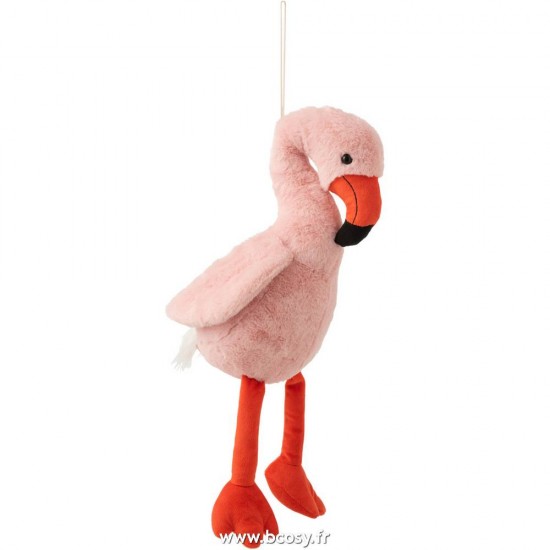 J-Line animals en peluche peluches Jolipa J Line Jline Flamant Rose Peluche Rose Orange Large