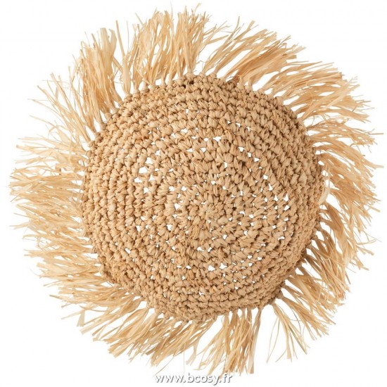 J-Line coussins Jolipa J Line Jline Coussin Rond Rotin Raphia Naturel