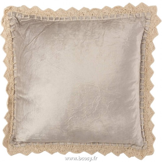 J-Line coussins Jolipa J Line Jline Coussin Bord Viscose Carre Gris