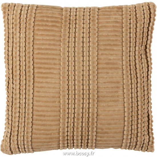 J-Line coussins Jolipa J Line Jline Coussin Ligne Coton Carre Ocre Marron