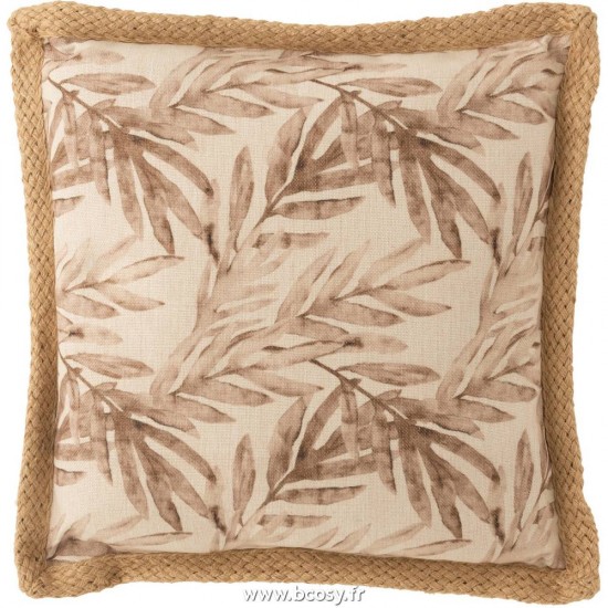 J-Line coussins Jolipa J Line Jline Coussin Feuille Polyester Beige Mauve