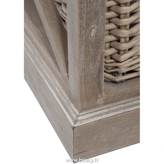 J-Line table salon rectangulaire 2 plateaux panier bois naturel 120x69x5cm table basse avec panier de style rustique J Line tables de salon basse Table Salon Rct 2Pl Panier Bs Grey W