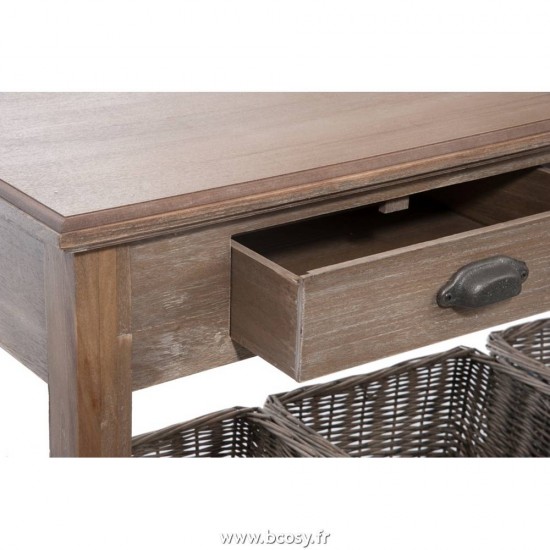 J-Line console 2 tiroirs 3 paniers bois grey 120x40x79cm Console avec 2 tiroirs et 3 paniers, J Line tables de drapier murales Jolipa Jline Console 2Tir 3Pan Bs Grey W