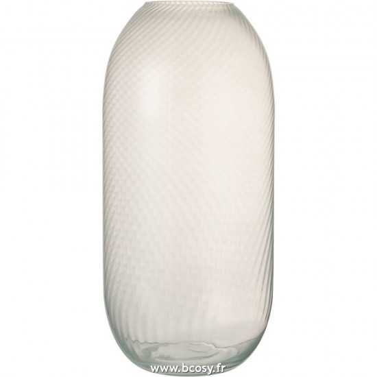 J-Line vases Jolipa J Line Jline Vase Rond Cannele Haut Verre Blanc