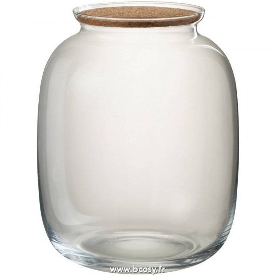 J-Line pots a de provision Jolipa J Line Jline Pot Roxy Decoratif Verre Liege Transparent Small