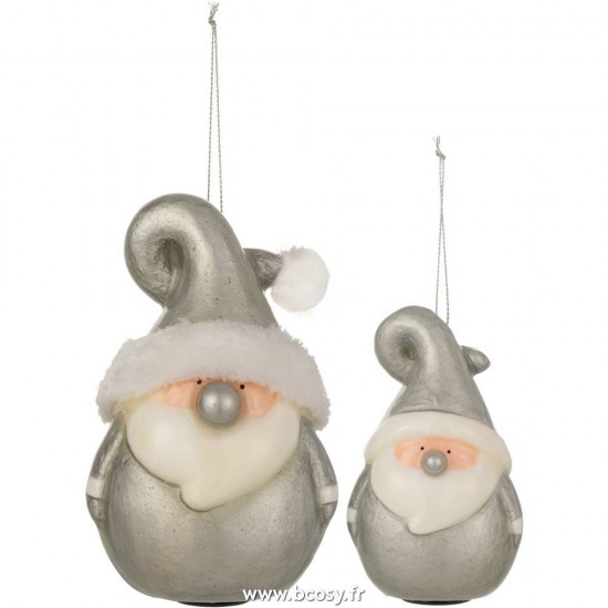 J-Line peres noël Jolipa J Line Jline Suspension Pere Noel Nez Brillant Resine Argent Large