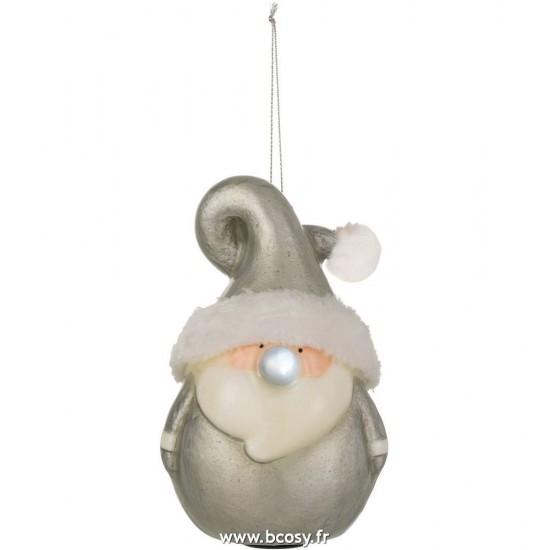 J Line Suspension Pere Noel Nez Brillant Resine Argent Large L11xB9xH17 cm Jline 15001 by Jolipa 15001