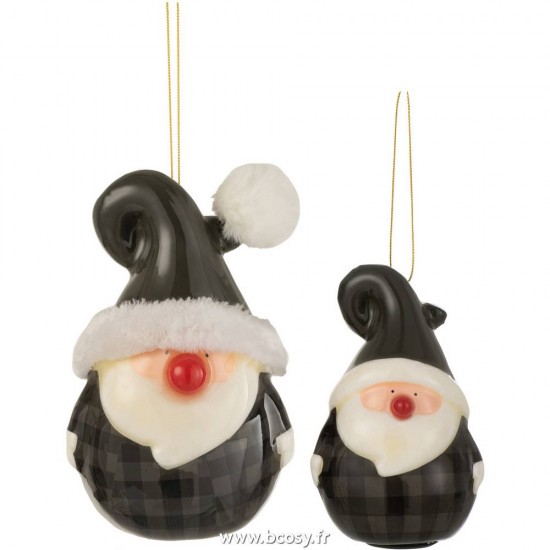 J-Line peres noël Jolipa J Line Jline Suspension Pere Noel Nez Brillant Resine Gris Large