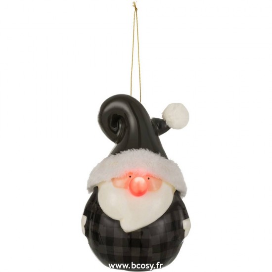 J Line Suspension Pere Noel Nez Brillant Resine Gris Large L11xB9xH17 cm Jline 15017 by Jolipa 15017