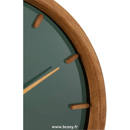 Jolipa J Line Jline Horloge Murale Ronde Bois Verre Marron Noir Small