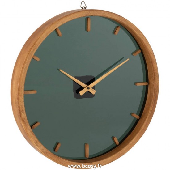 J Line Horloge Murale Ronde Bois Verre Marron Noir Small L40xB40xH5 cm Jline 15193 by Jolipa 15193