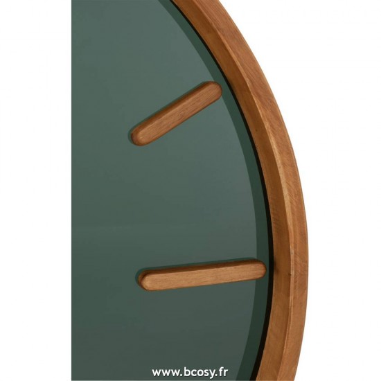 Jolipa J Line Jline Horloge Murale Ronde Bois Verre Marron Noir Medium