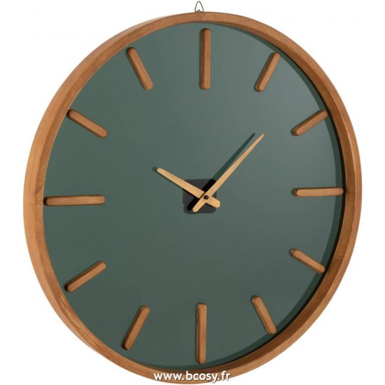 J Line Horloge Murale Ronde Bois Verre Marron Noir Medium L60xB60xH5 cm Jline 15194 by Jolipa 15194