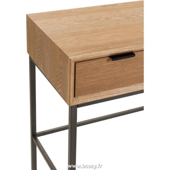 J-Line tables de drapier murales J Line Console 3 Tiroirs Bois Metal Naturel