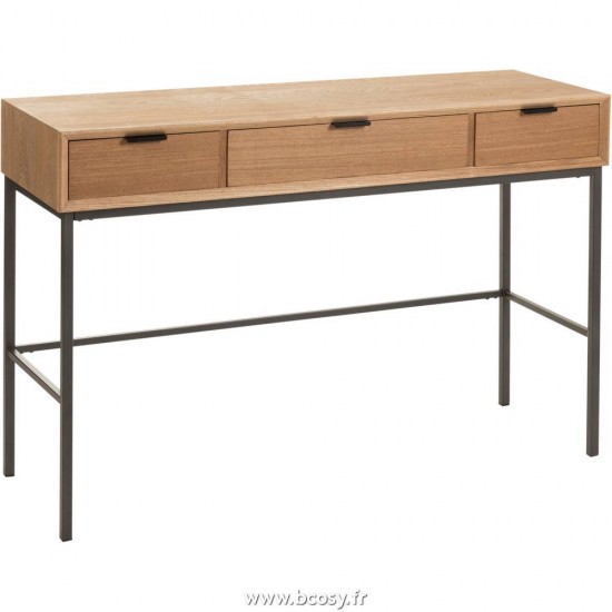 J Line Console 3 Tiroirs Bois Metal Naturel L120xB40xH77 cm Jline 15213 by Jolipa 15213
