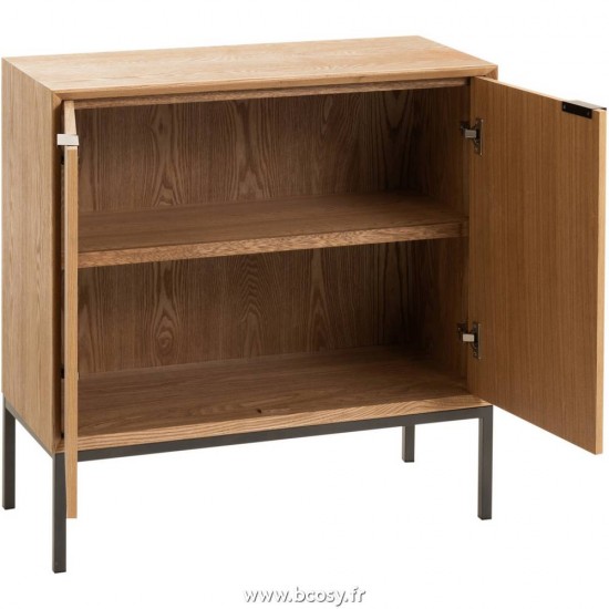 J-Line Armario Patas 2 Puertas Madera/Metal Natural