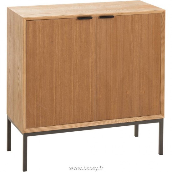 J Line Armoire Sur Pied 2 Portes Bois Metal Naturel L80xB36xH81 cm Jline 15214 by Jolipa 15214