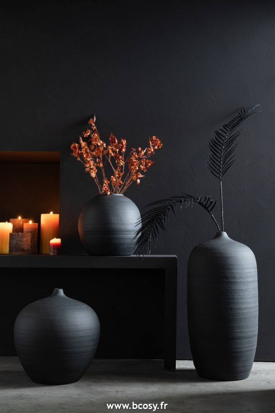Jolipa J Line Jline Vase Rond Ciment Noir