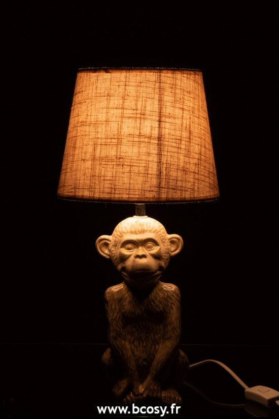 J-Line Éclairage Armatures Luminaires D'intérieur Pieds De Lampe Avec Abat Jour Lampes De Table Jolipa J Line Jline Lampe Singe Ciment Textile Beige Beige