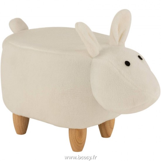 J Line Chaise Enfant Mouton Bois Textile Blanc L61xB35xH36 cm Jline 15373 by Jolipa 15373