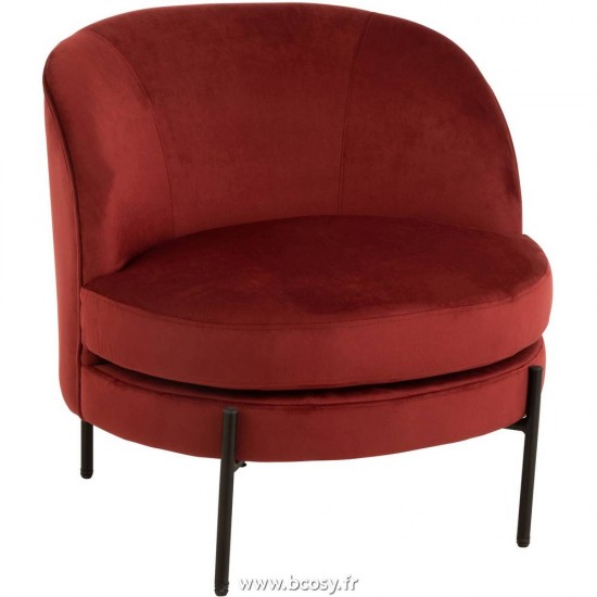 J Line Chaise Lounge Ronde Textile Metal Steen Rood L73xB71xH70 cm Jline 15391 by Jolipa 15391