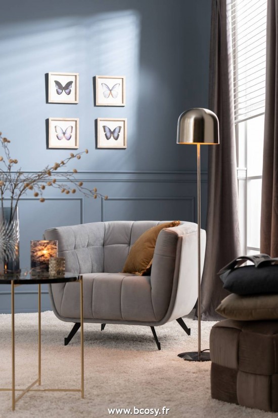 J-Line Sillon Lounge 1 Persona Textil/Madera/Metal Gris Claro