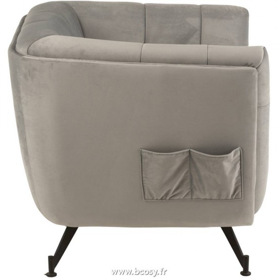 J-Line fauteuils 1 personne Jolipa J Line Jline Siege Lounge 1 Personne Textile Bois Metal Gris Clair