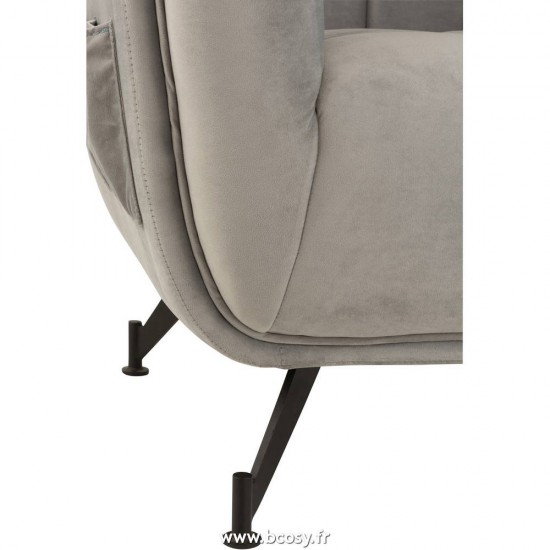 J-Line fauteuils 1 personne J Line Siege Lounge 1 Personne Textile Bois Metal Gris Clair