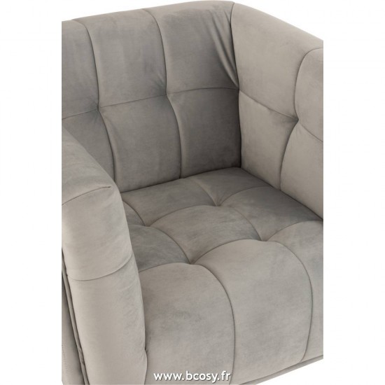 J-Line Poltrona Lounge 1 Persona Tessuto/Legno/Metallo Grigio Chiaro