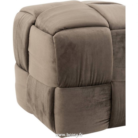 J-Line poufs Jolipa J Line Jline Pouf 1 Personne Textile Bois Gris Fonce