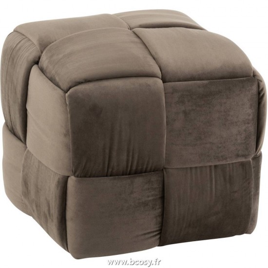 J Line Pouf 1 Personne Textile Bois Gris Fonce L48xB48xH42 cm Jline 15416 by Jolipa 15416