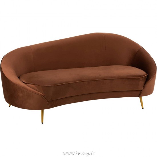J Line Sofa Elisabeth Textile Metal Marron L182xB86xH76 cm Jline 15457 by Jolipa 15457