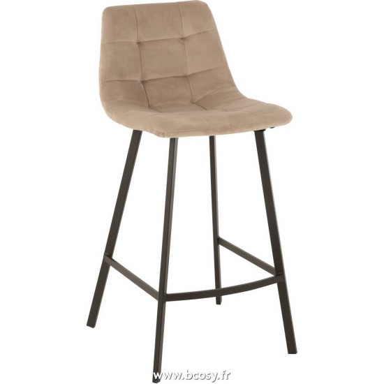 J Line Chaise De Bar Olivier Textile Metal Beige L47xB43xH95 cm Jline 15469 by Jolipa 15469