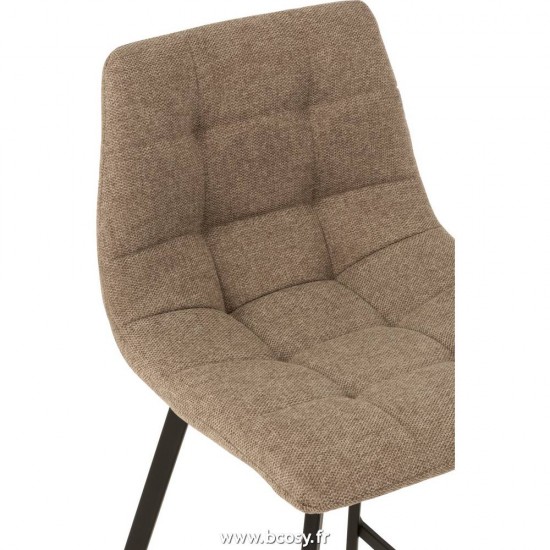 J-Line chaises tabourets de bar J Line Chaise De Bar Stephane Textile Metal Beige