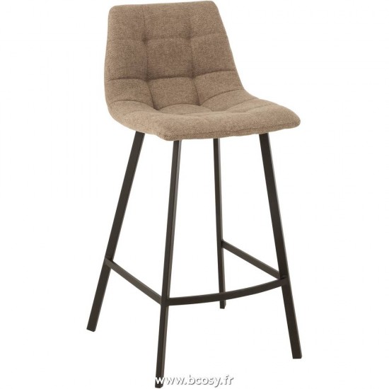 J Line Chaise De Bar Stephane Textile Metal Beige L47xB43xH95 cm Jline 15471 by Jolipa 15471